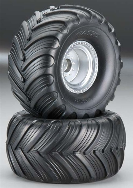 TRA3665 Traxxas Tires/Wheels Assem Glued Front Monster Jam (2)