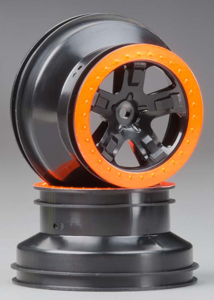 TRA5868X Traxxas Wheel SCT Black Orange Beadlock 4WD F/R 2WD