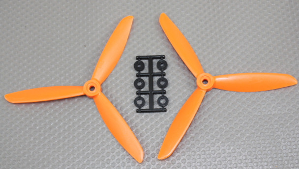 HQP010306454O-3 HQ Prop 6x4.5" 3-Blade Propeller, Orange (2 Pack)