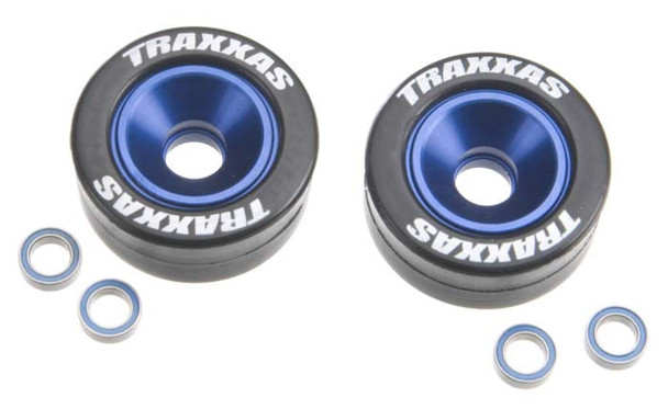 TRA5186A Traxxas Mounted Wheelie Bar Tires/Wheels Blue (2)