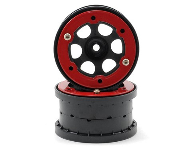 PRO2704-04 Pro-Line Epic 2.2" Front Bead-Loc Wheels (Red Aluminum Ring/Black)