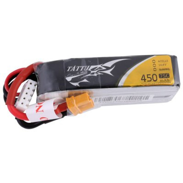 TAT75C4504SXT30L Tattu 450mAh 14.8V 75C 4S1P Lipo Battery Pack with XT30 plug - Long