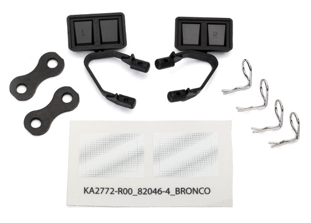 TRA8073 Traxxas Mirrors, side, black (left & right)/ retainers (2)/ body clips (4)