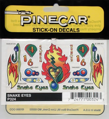 PIN324 PineCar Snake Eyes Stick-on Decal