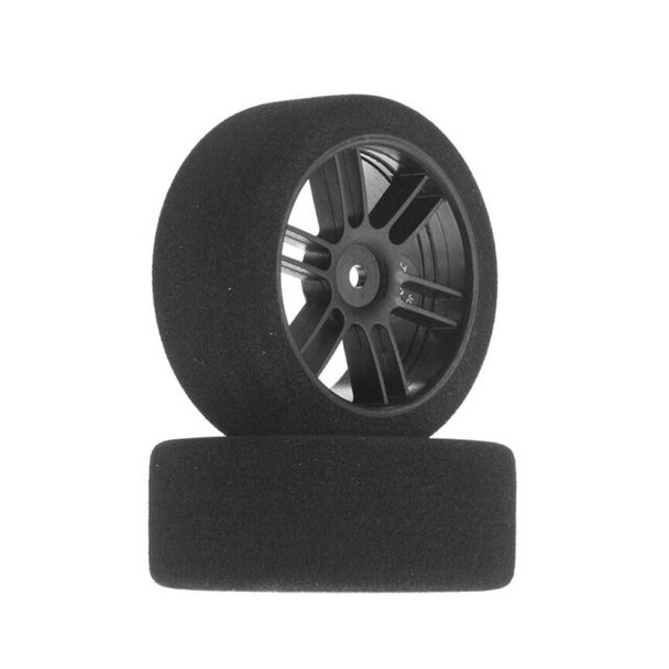 BXRF2645-B BSR RACING 1/10 26mm Nitro Touring Foam Tires, Mounted, 45 Front, Black Wheels