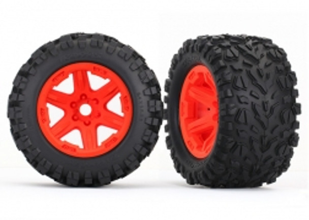 TRA8672A TRAXXAS TIRES AND WHEELS ORANGE WITH FOAM INSERTS