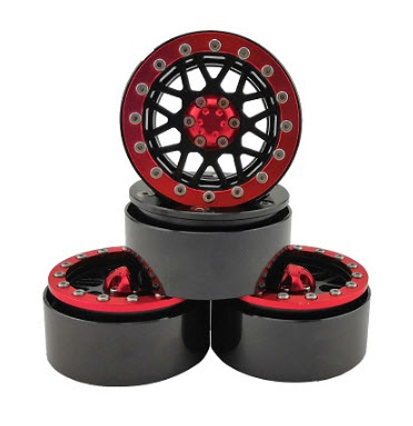 DTCW01003 Hobby Details 1.9" Aluminum Beadlock Crawler Wheels 4pcs - Red Beetle