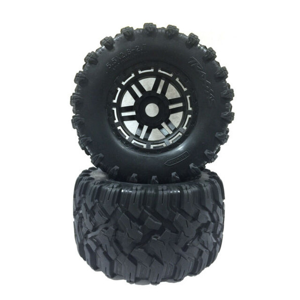 TRA8972 Traxxas Tires Wheels Assembled Glue Black at 17mm 4x4 Maxx