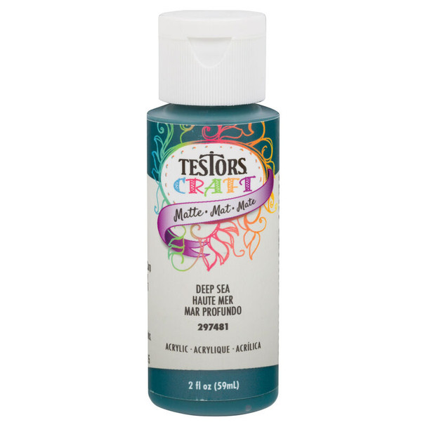 TES297481 Testors 2oz Acrylic Craft Paint, Satin Deep Sea Matte