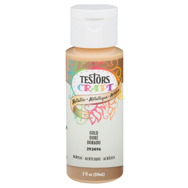 TES292496A Testors 2oz Acrylic Craft Paint, Satin Gold Metallic