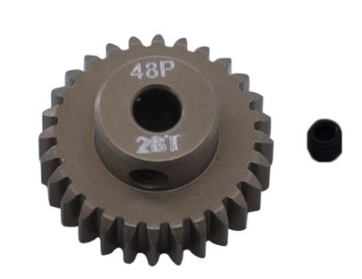 DTG01A28T HOBBY DETAILS Aluminum 7075 Hard Coated 48DP 28T Motor Pinions Gear - for 1/10 RC Car