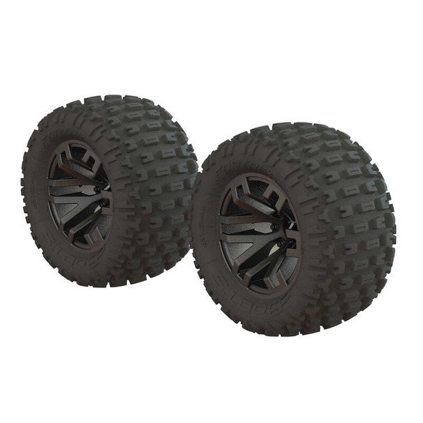 ARA550086 ARRMA Dboots 'Fortress MT' Tire Set Glued Gun Metal (2)