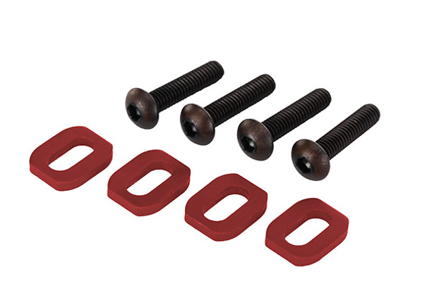 TRA7759R TRAXXAS Washers, motor mount, aluminum (red-anodized) (4)/ 4x18mm BCS (4)