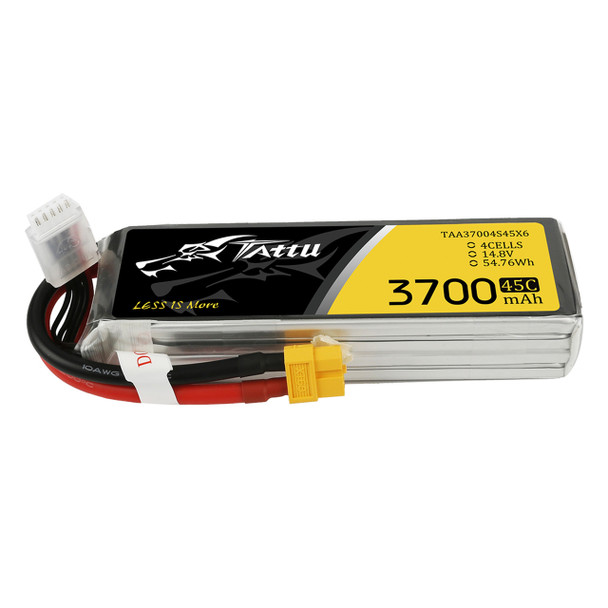 TAT45C37004SXT60 Tattu 3700mAh 45C 14.8V 4S1P Lipo Battery Pack With XT60 Plug