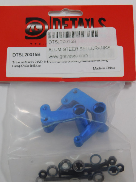 DTSL20015B HOBBY DETAILS Aluminum Steering Bellcrank & Drag Link Blue for Traxxas Slash 2WD 1/10