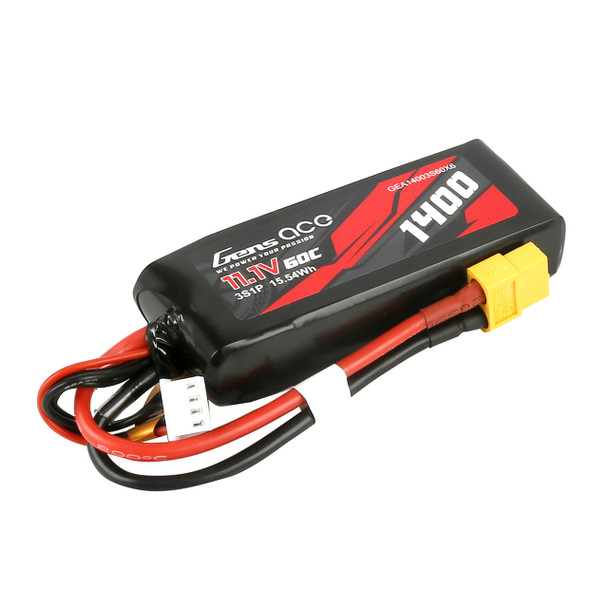 GA60C140003SXT60 GENS ACE Gens Ace 1400mAh 11.1V 60C 3S1P Lipo Battery Pack With XT60 Plug