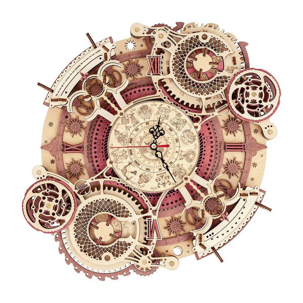 ROELC601 ROBOTIME Wooden Mechanical Zodiac Wall Clock Puzzle