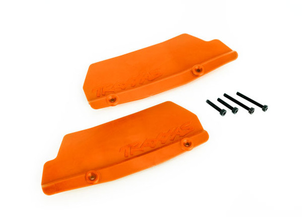 TRA9519T TRAXXAS Sledge Mud guards, rear, orange (left and right)/ 3x15 CCS (2)/ 3x25 CCS (2)