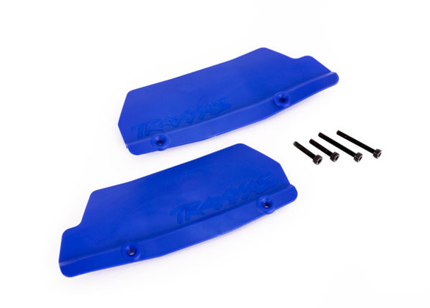 TRA9519X TRAXXAS Sledge Mud guards, rear, blue (left and right)/ 3x15 CCS (2)/ 3x25 CCS (2)