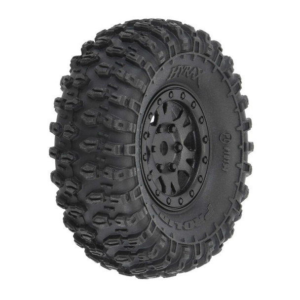 PRO1019410 PRO-LINE 1/24 Hyrax Front/Rear 1.0" Tires Mounted 7mm Black Impulse (4): SCX24