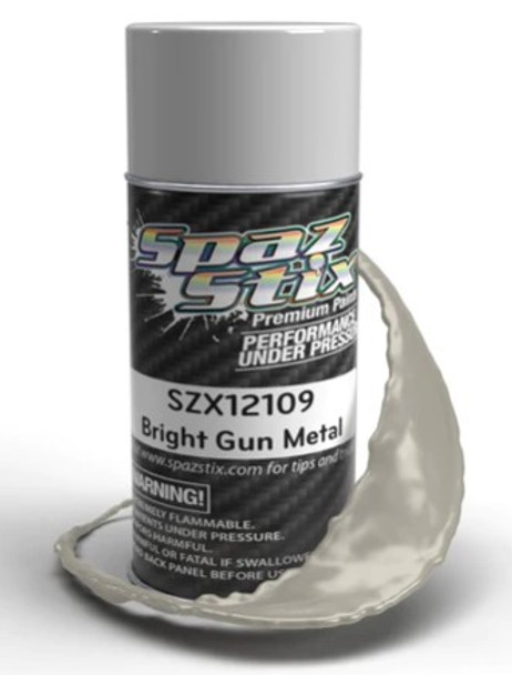 SZX12109 Spaz Stix - Bright Gun Metal Aerosol Paint, 3.5oz Can