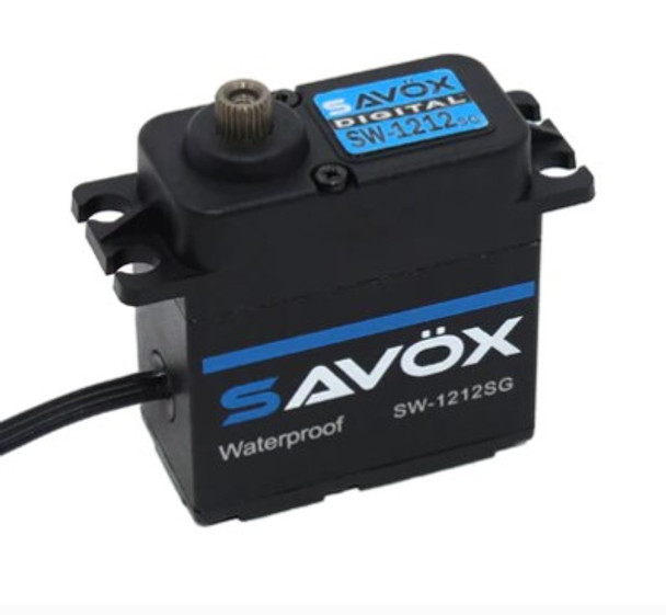 SAVSW1212SG-BE SAVOX SW1212SG Waterproof, High Torque, High Voltage Coreless Digital Servo, 0.14 sec / 638oz @ 7.4V -Black Edition