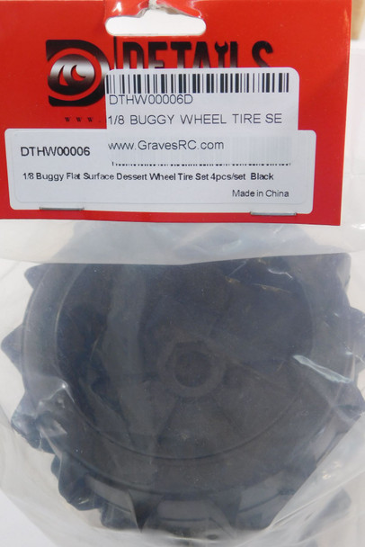 DTHW00006D HOBBY DETAILS 1/8 Buggy Flat Surface Dessert Wheel Tire Set 4pcs/set - Black