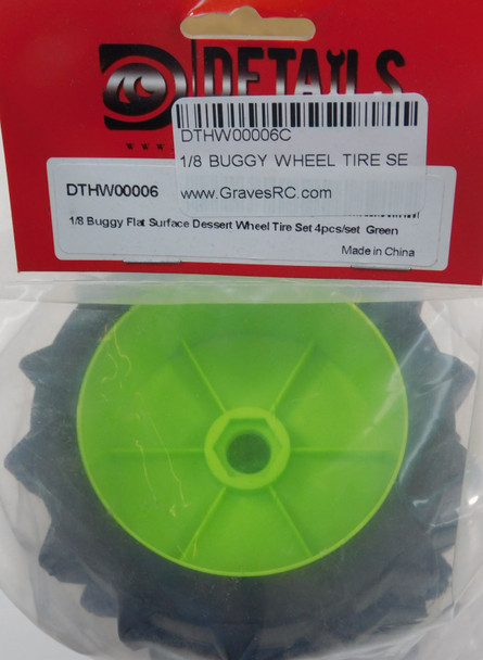 DTHW00006C HOBBY DETAILS 1/8 Buggy Flat Surface Dessert Wheel Tire Set 4pcs/set - Green