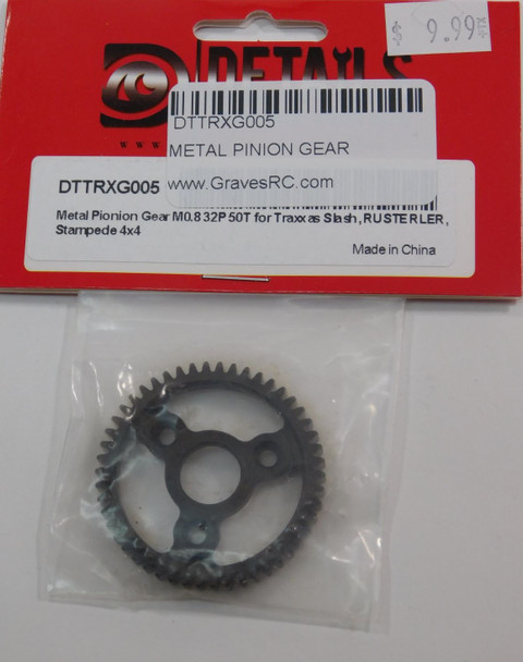 DTTRXG005 HOBBY DETAILS Metal Pinion Gear M0.8 32P 50T for Traxxas Slash, Rustler, Stampede 4x4