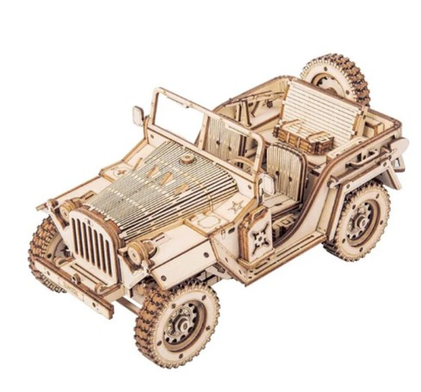 ROEMC701 ROBOTIME ROKR Army Jeep Scale Model 3D Wooden Puzzle