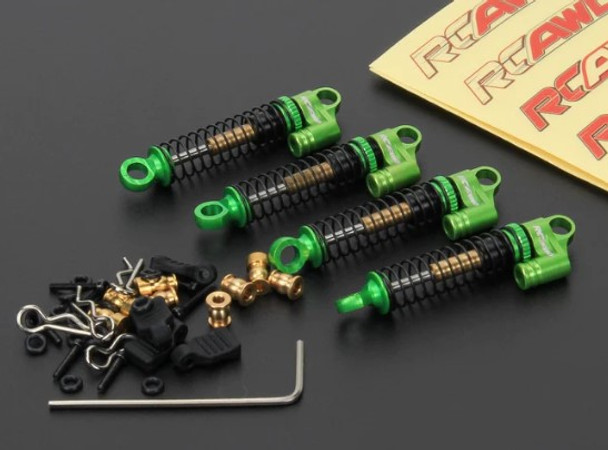 RCAWDSCX2511G RCAWD Double long stroke full alloy front/rear damper shock absorber for Axial SCX24 crawlers (4) - Green