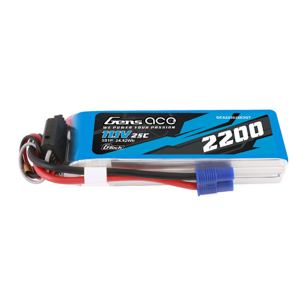 GA25C22003SEC3GT GENS ACE G-Tech 2200mAh 11.1V 3S 25C Lipo Battery Pack with EC3 Plug for RC Plane