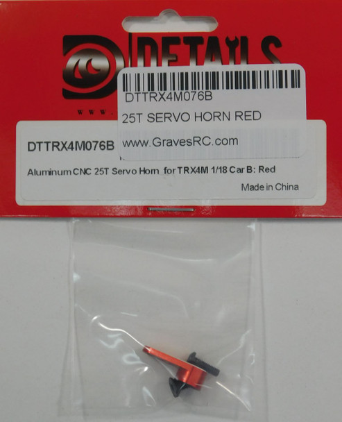 DTTRX4M076B HOBBY DETAILS aluminum CNC 25T Servo Horn for TRX4M 1/18 Car - Red