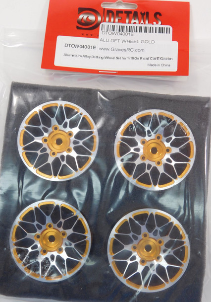DTOW04001E HOBBY DETAILS Aluminum Alloy Drifting Wheel Set for 1/10 On Road Car - Gold