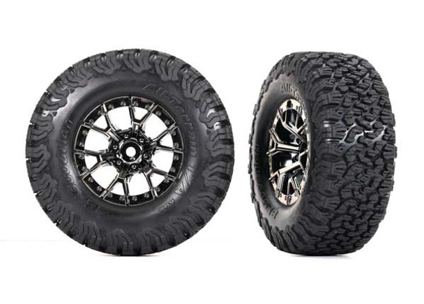 TRA10187-BLKCR TRAXXAS Tires & Wheels, Assembled, Glued (Ford Raptor R Black Chrome Wheels (2)