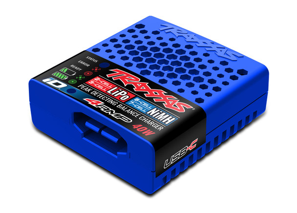 TRA2985 TRAXXAS 4-Amp USB-C Multi-Chemistry Charger with Traxxas iD® Technology