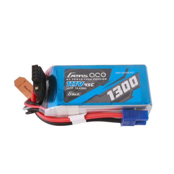 GA45C13003SEC3GT GENS ACE 1300mAh 3S 45C 11.1V G-Tech Li-Po Battery Pack with EC3 Plug for RC Plane