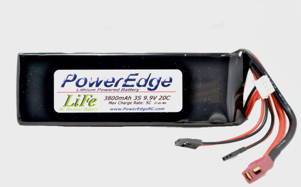 RCAPE38003SLIFE POWEREDGE 3800mAh 3S Li-Fe Battery 9.9V 20C Rx / ECU Battery
