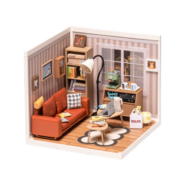 ROEDW007 ROBOTIME Rolife Cozy Living Lounge DIY Plastic Miniature House