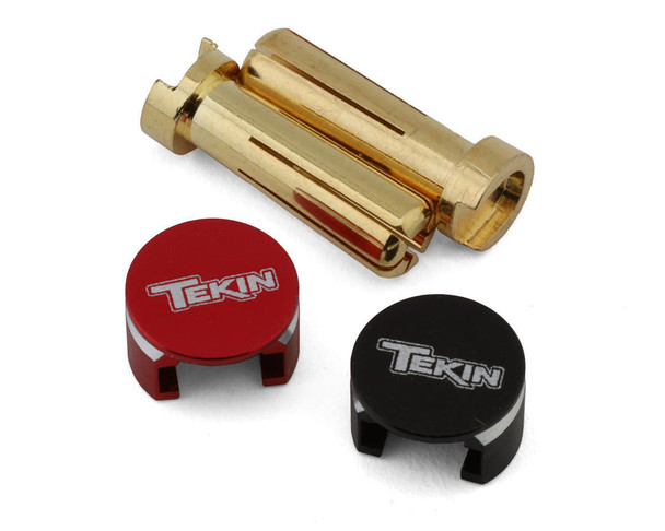 TEKTT4008 TEKIN Aluminum Low Profile Heatsink Bullet Plugs w/5mm Bullets (Black/Red) (2)