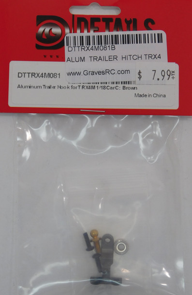 DTTRX4M081B HOBBY DETAILS Aluminum Trailer Hook for TRX4M 1/18 Car - Brown