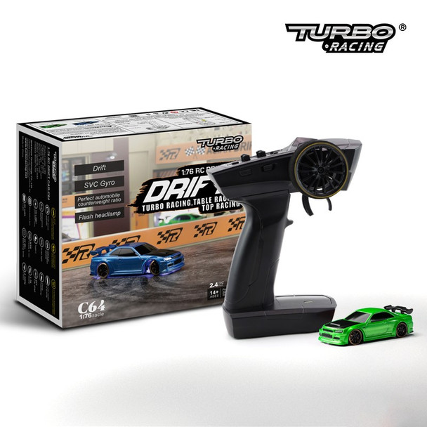 TRC64GRN TURBO RACING C64 1:76 Drift Car - Green TRC64GRN TURBO RACING C64 1:76 Drift Car - Green