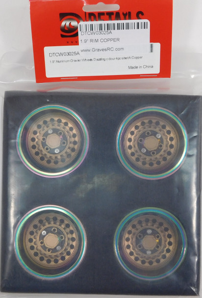 DTCW03025A HOBBY DETAILS 1.9" Aluminum Crawler Wheels Dazzling Color 4pcs/set - Copper