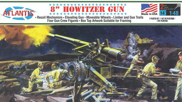 AANA307 ATLANTIS 1/48 8" Howitzer Gun Plastic Model Kit