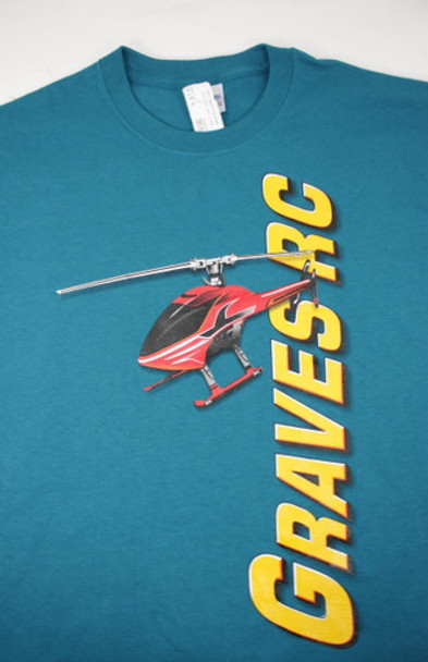 GVSHT1TEA-C GRAVES RC HOBBIES Helicopter T-Shirt - Teal