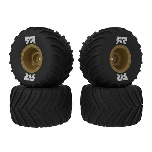 ARA-2586 ARRMA 1/16th Scale dBoots Chevron Mounted Tire Set Glued, (2 pairs): GROM - Bronze