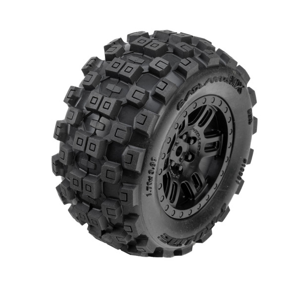 PRO1030110 PRO-LINE Badlands Front/Rear Tires Mounted 12mm Black Split Six (2): Arrma Mini Kraton
