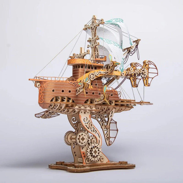 HOWS643 HOWCAT 3D Wood Puzzle Fantasy Airship Model Kit - Around the World in Eighty Days