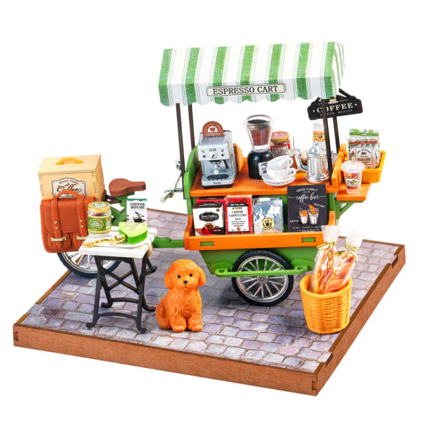 ROEDG182 ROBOTIME Rolife Aromatic Coffee Cart DIY Miniature House