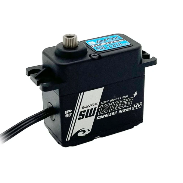 SAVSW1210SGP-BE SAVOX Waterproof High Voltage Coreless Digital Servo with Soft Start .13sec / 444.4 @ 7.4V - Black Edition